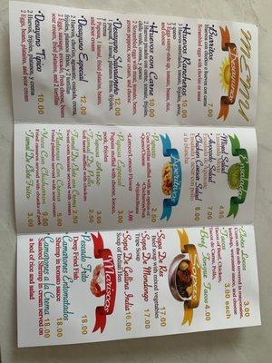 Inside of menu