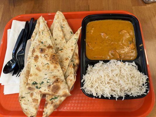 Garlic naan and chicken tikka masala