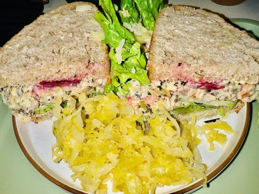 Faux Tuna Sandwich (sauerkraut on side)