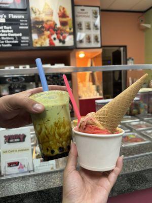 Brown sugar matcha & rainbow sherbet