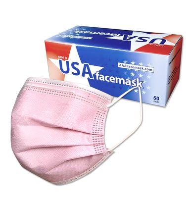 Pink Made in USA 3-Layer Disposable Face Mask