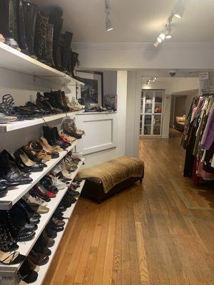 Internal shot of shop near shoes