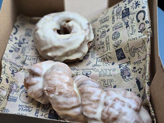 Maple Cinnamon Twist in the foreground, Brown Butter + Salt in the background. Both