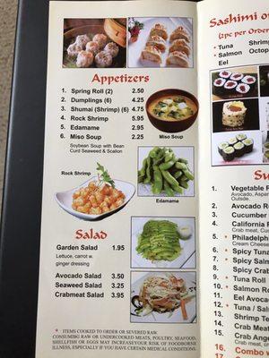 Appetizers and Salad Menu