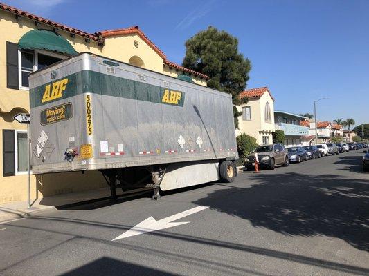 Trailer in front of our house