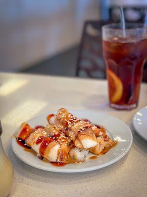 steam Rice Noodle roll with sesame and hoisin sauce