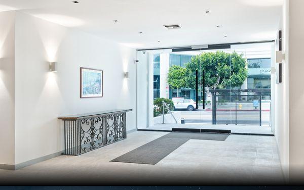 The Adamson building front lobby. When you walk in from parking to this view we are to the left in Suite #103.