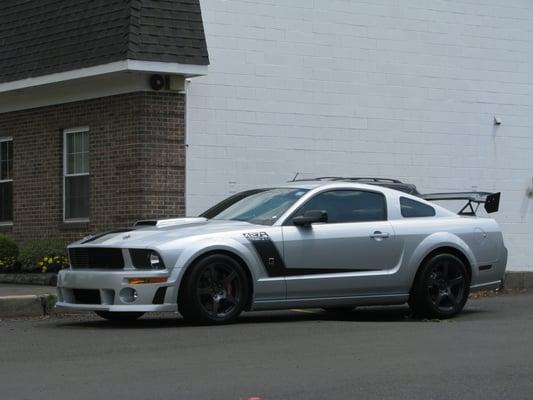 2008 Mustang Roush with 30% LLumar film and VentureShield paint protection on full front bumper, partial hood/fenders