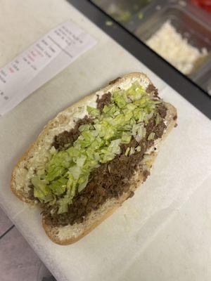 Cheesesteak with mayo and lettuce!