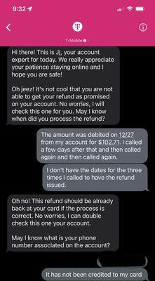 Tmobile conversation via text