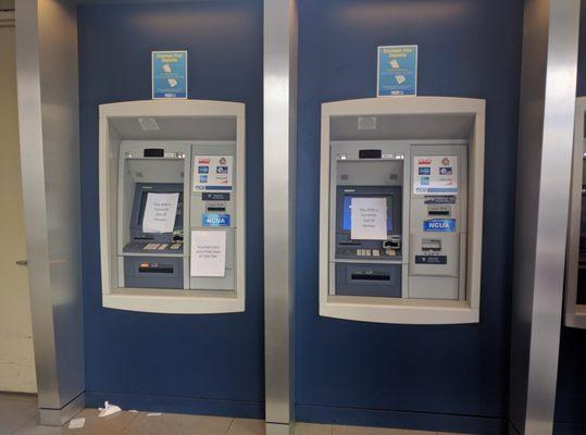 Flatbush Junction MCU one in four ATM machines works. Debit card Machine usually out of order.