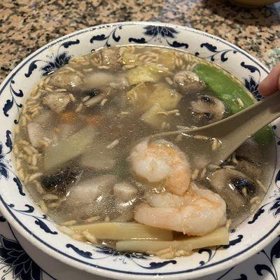 Shrimps in Sizzling Rice Soup