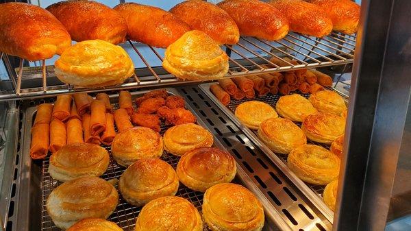 Pate Chau, eggroll, and ham & cheese Croissant.