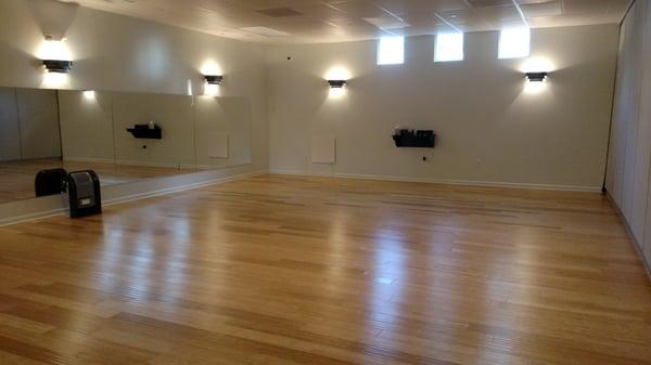 One of the two spacious studios.  There is also a smaller studio and a meditation room that can be used for private sessions.