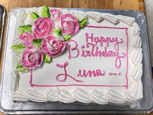 Pink rose tres leches cake