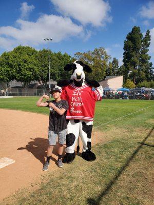 Matthew McEachren and the Chick-fil-A cow.