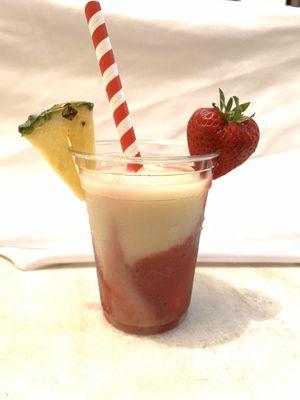 Frozen drink strawberry and piña Colada mix at Mr Pancho