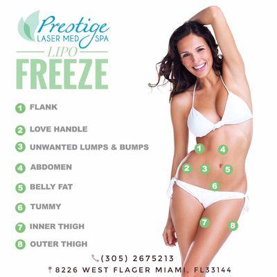 LIPO FREEZE is a non invasive treatment that freezes the fat cells that the body eliminates naturally through the lymphatic system.