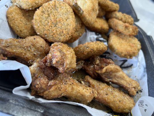 6 Wings - Honey Garlic Fried Pickles