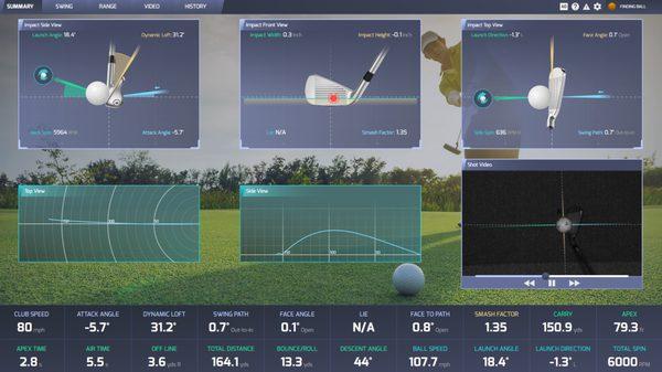 Data measurements after each swing. Includes ball, club and flight data with no special stickers or golf balls required.