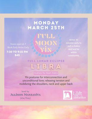 Monthly Full Moon Yin workshop.