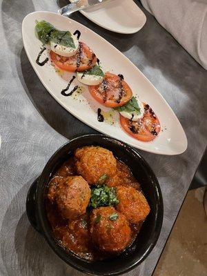 Caprese Salad and Meatballs