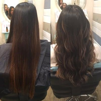 Before and after, balyage