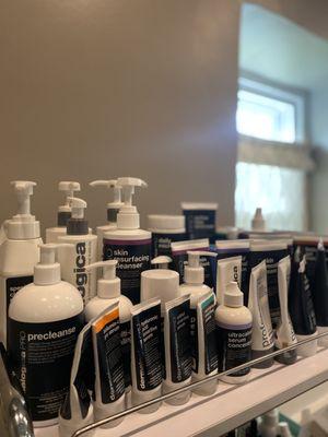 Dermalogica products are used in our facial room