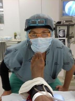 dr hagen in operating room getting ready for bunion surgery...