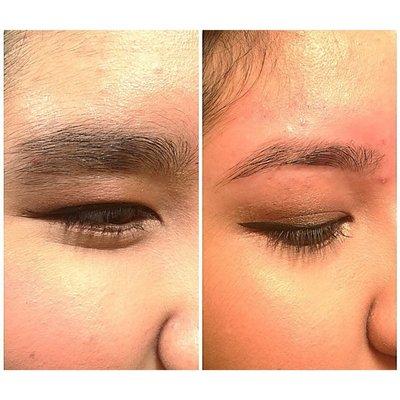 Before & after brow wax