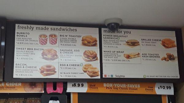 Dunkin' Donuts * Food Menu Board