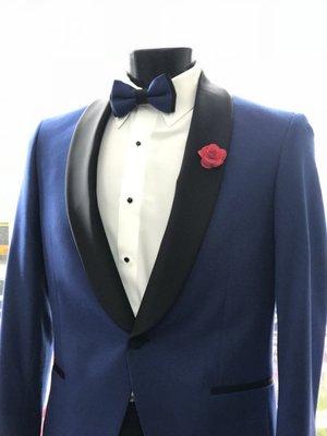 Blue Tuxedo with a rose pin