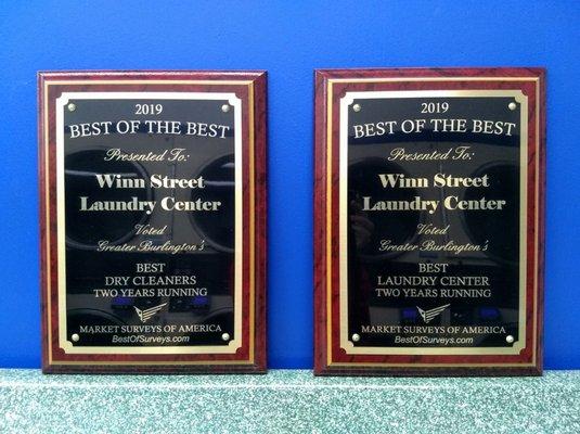 Thank you for voting us Best Dry Cleaners and Laundry Center for 2019! Two Years Running!!!