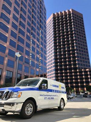 Guardian Angel Locksmith Working on a high rise building