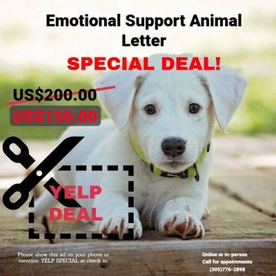 Emotional Support Animal Letter - Yelp Coupon