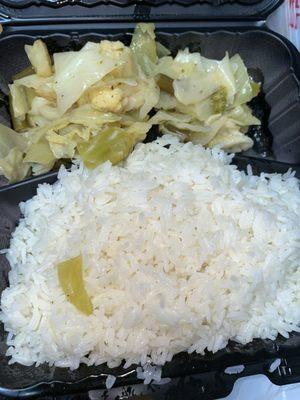 Side of cabbage with white rice