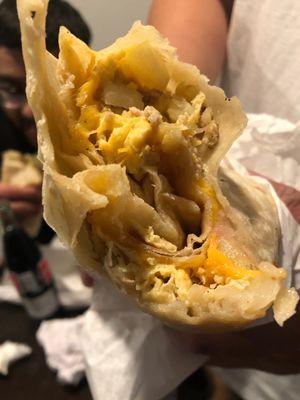 Eggs, Ham and Potatoes Breakfast Burrito