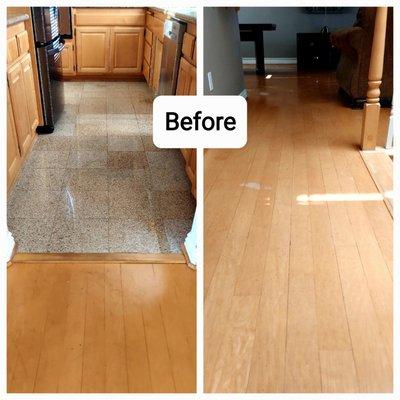 The client is looking to replace his existing flooring that has scratches and dents and Tiles are too slippery & cold for retired homeowner.