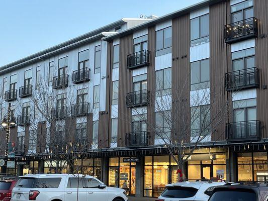 Residential units above retail space.