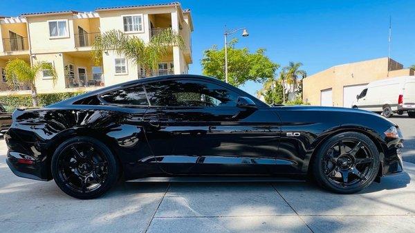 2021 Mustang GT, Steeda Progressive lowering springs, SVE R350 19" staggered.