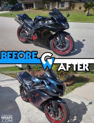 Kawasaki Ninja ZX10 Color Shift Carbon Fiber Vinyl Wrap