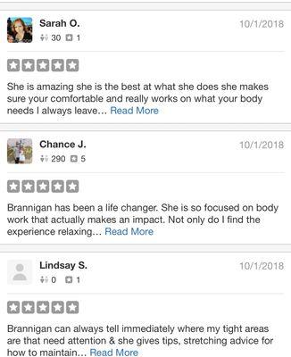 Reviews from clients on yelp