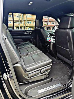 Spacious New Luxury Black Chevy Suburban, freshly cleaned before every trip. Ready to be booked.