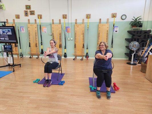 Mom & Daughter taking our daily BBS (Better Bones) class!