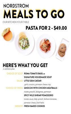 Nordstrom Meals To Go
Pasta for 2 - $49