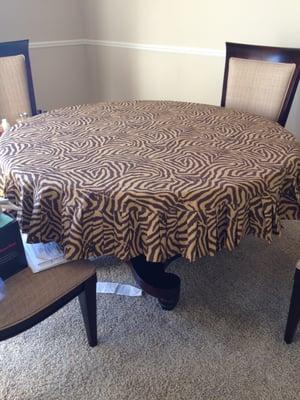 my animal print table cloth from Uni Tailor.  Will be great in the fall!!!  I love it!