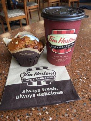 Pumpkin spice muffin and coffee - perfect for a cold October afternoon!