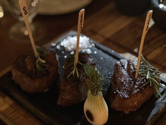 Steak speck 3 kinds of filet mignonette