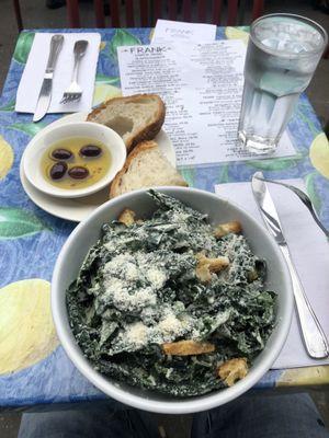 Kale Caesar salad & starter oil/bread