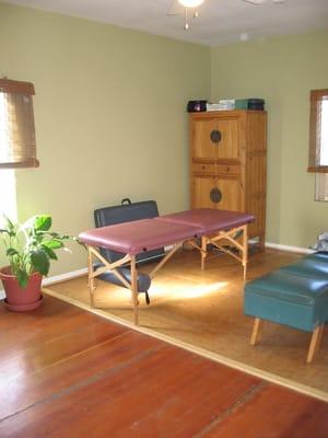 Our bright and airy Chiropractic & Acupuncture Treatment Room